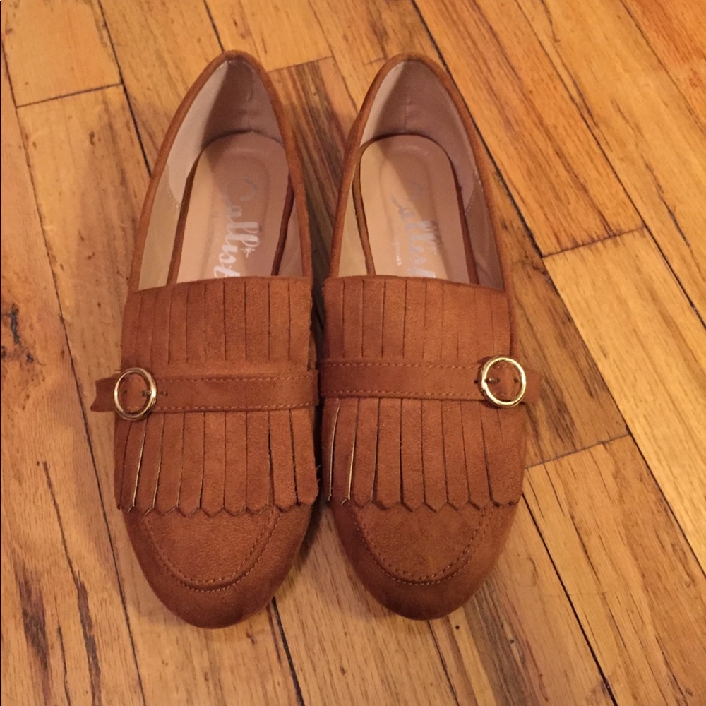 Nixon Loafer flat, tan suede